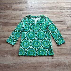 Talbots Vibrant Green and Blue Knit Top Medallion Terrycloth Beach Coverup